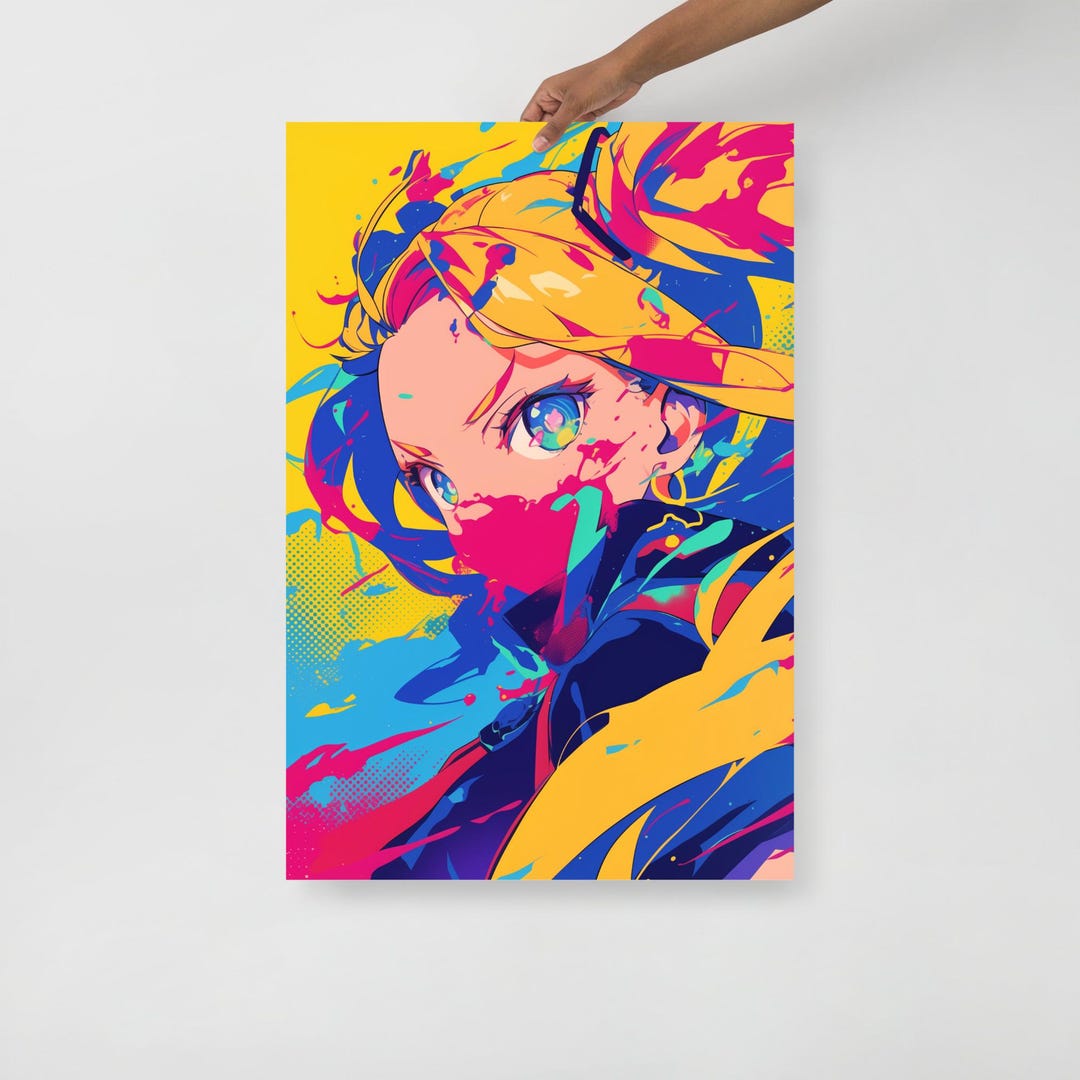 Cyberpunk Pop Art Poster | 24x36 Anime Girl Wall Art | Neon Comic Style ...