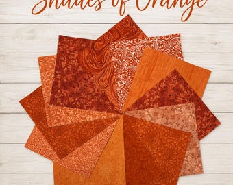 Shades of Orange ~ 42 5", 6.5", or 10" Squares ~ Quilt Blender Fabric