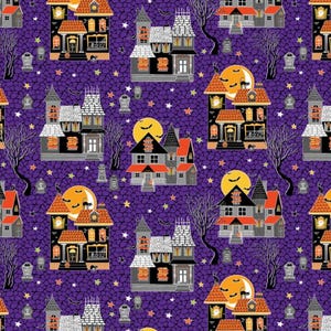 Glow-O-Ween Halloween Haunted House Fabric (#6) ~ By the HALF yard ~  Glows in the Dark ~ by Kansas Studio for Benartex