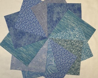 Light Blue Fabric Squares, 5" or 10" Quilting Squares (42 Pieces)