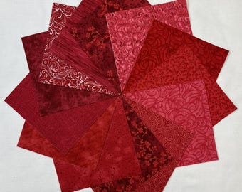 Shades of Red ~ 42 5" or 10" Squares ~ Quilt Blender Fabric