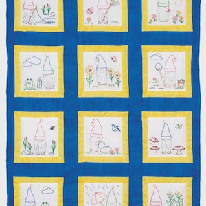 Gnomes Theme Quilt Blocks (#737-118) ~ 9&quot; Blocks ~ Preprinted Jack Dempsey Embroidery Pattern