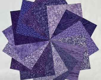 Shades of Purple, Lilac ~ 42 5" or 10" Squares ~ Quilt Blender Fabric
