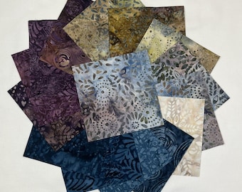 42 5&quot; Squares ~ Plum Bouquet Batiks ~ Charm Pack, Purple, Blue ~ Wilmington