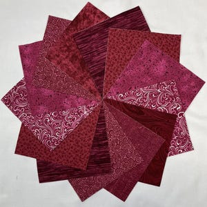 Burgundy ~ 42 5&quot; Squares ~ Quilt Blender Fabric ~ Random Mix of Prints