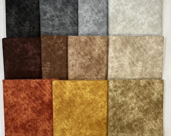 11 Fat Quarters or Half-yards ~ Paint Tonal Blender Quilt Fabric ~ Neutrals, Black, Gray, Brown, Tan