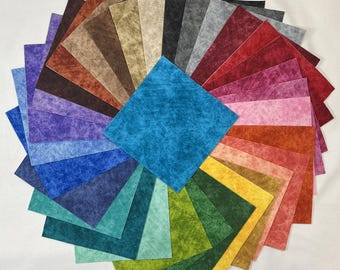 68 pieces ~ 5" or 10" Fabric Squares ~ Paint Tonal Blender Quilt Fabric ~ Colorful, Rainbow