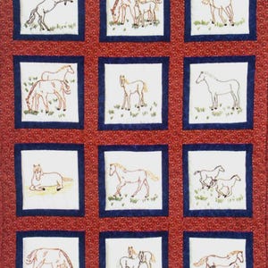 Horse Theme Quilt Blocks (#737-342) ~ 9&quot; Blocks ~ Preprinted Jack Dempsey Embroidery Pattern