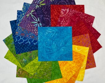 Happy Timeless Treasures Tonga Treats ~ 42 5" PreCut Quilting Squares ~ Bright and Colorful Batiks