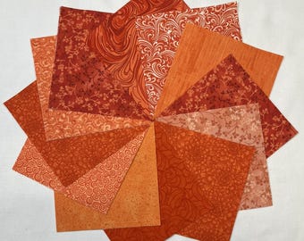 Shades of Orange ~ 42 5" or 10" Squares ~ Quilt Blender Fabric