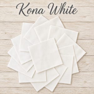 Solid Kona White Precut Squares ~ Multiple Sizes - 2 1/2", 5", 6 1/2", 10" squares