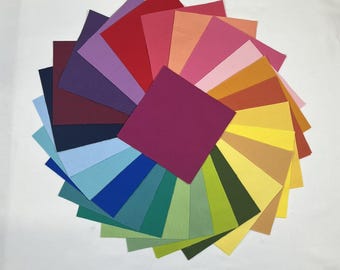 100 5&quot; Fabric Squares ~ Mega Charm Pack ~ Riley Blake Solids ~ Confetti Cottons ~ 4 of each color ~ 25 bright colors
