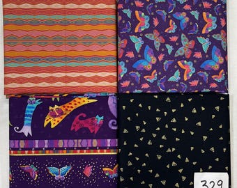 Sale ~ Fantasticats ~ Laurel Burch ~ 4 yard bundle (#329), Butterflies, Stripe
