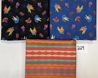 Sale ~ Fantasticats ~ Laurel Burch ~ 3 yard bundle (#229), Birds, Stripe