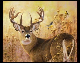 A Buck Stops Here ~ Fabric Panel ~ Elizabeth's Studios ~ Deer, Wildlife