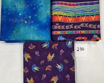 Sale ~ Fantasticats ~ Laurel Burch ~ 3 yard bundle (#230), Birds, Border Print