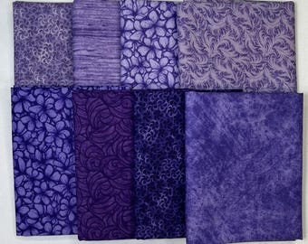 8 Purple, Lilac Fat Quarters ~ Tonal Blender Quilt Fabric