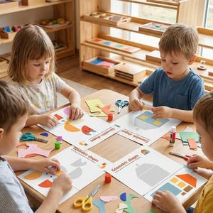 Montessori Geometric Shapes Puzzle Activity, Shape Recognition Worksheets (A4 A3 A2 PDF)