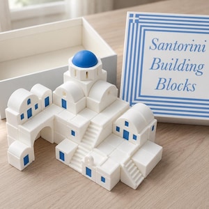 Santorini Building Blocks Kit, 106-Piece Greek Architecture Puzzle for Kids