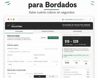 Calculadora de Precios para Bordados + Control de Ganancias | Sistema Completo Descargable