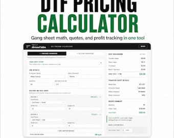 DTF Pricing Calculator — Gang Sheet Cost, Quote Builder, and Profit Tracker
