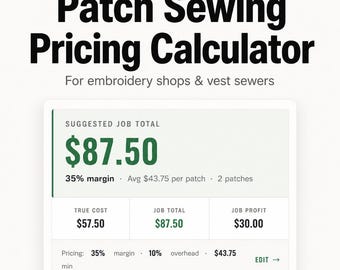 Sew On Patch Pricing Calculator for Embroidery Shops | Vest & Jacket Quote Tool