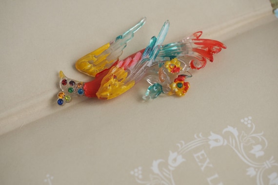 Midcentury Lucite Bird of Paradise Brooch Brooch |