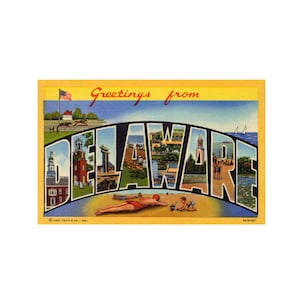 Grüße aus Delaware, Delaware Vintage Postkarte, Delaware Postkarte druckbar, Delaware Digital Download Souvenir