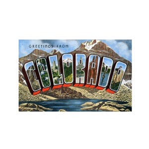 Greetings from Colorado USA,  Colorado Vintage Postcard, Colorado Postcard Printable Digital Download File