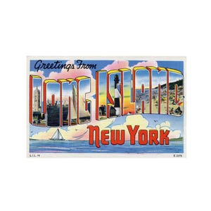 Carte postale de Long Island New York, carte postale vintage Long Island New York imprimable en téléchargement numérique