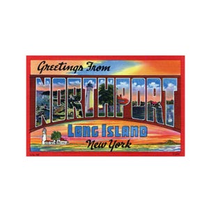 Greetings from Northport Long Island New York Postcard,  Northport New York Vintage Postcard Digital Download Printable