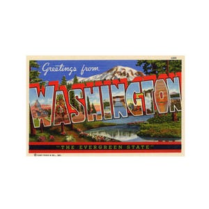 Saluti da Washington, Washington Vintage Postcard, Washington Postcard stampabile, Washington State cartolina digitale da scaricare
