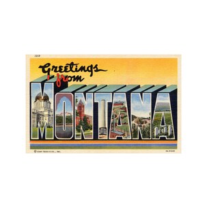 Grüße aus Montana, Montana Vintage Postkarte, Montana Postkarte druckbare, Montana Digital Download Souvenir
