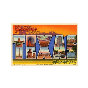 Grüße aus Texas, Texas Vintage Postkarte, Texas Postkarte zum ausdrucken, Florida digitaler Download, Texas Souvenir zum ausdrucken