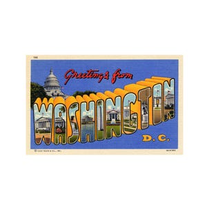 Grüße aus Washington DC, Washington D.C Vintage Postkarte, Washingon DC Postkarte zum Ausdrucken, Washington DC digitaler Download