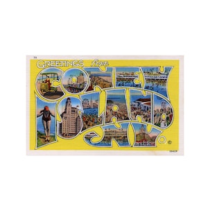 Salutations de Coney Island, carte postale vintage de Coney Island NY, carte postale de Coney Island New York imprimable, téléchargement numérique de Coney Island