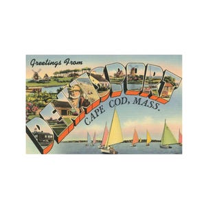 Salutations de Dennisport Cape Cod Mass, carte postale vintage Dennisport Cape Cod, carte postale Dennisport Cape Cod numérique imprimable