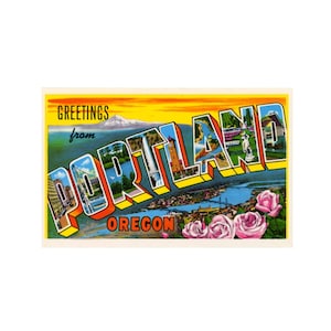 Greetings from Portland Oregon postcard , Portland Oregon Postcard, Portland Oregon Postcard printable, Portland Oregon Download