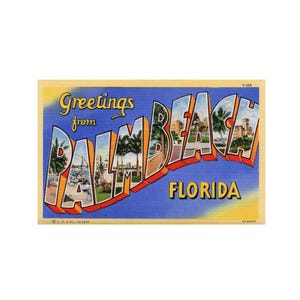 Saluti da Palm Beach Florida, cartolina d'epoca di Palm Beach Florida, stampa artistica digitale stampabile di cartoline di Palm Beach FL