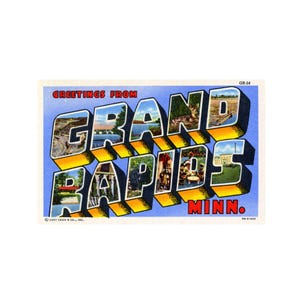 Postal de saludos desde Grand Rapids, postal de Grand Rapids, postal imprimible de Grand Rapids, descarga de Grand Rapids