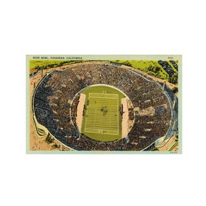 Art californien du stade de football de Pasadena Rose Bowl, impression de carte postale vintage Rose Bowl, carte postale du stade de Pasadena en téléchargement numérique imprimable