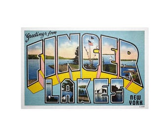 Grüße von Finger Lakes New York Postkarte, Finger Lakes New York Vintage Postkarte, Finger Lakes New York Postkarte Digital Printable