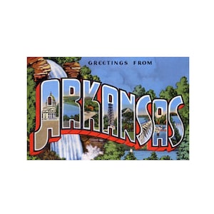 Greetings from Arkansas USA,  Arkansas Vintage Postcard, Arkansas Postcard Printable Digital Download File