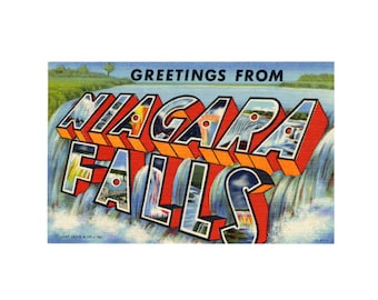 Postales de saludos desde las Cataratas del Niágara, descarga digital de postales vintage de las Cataratas del Niágara, impresión artística de postales de las Cataratas del Niágara
