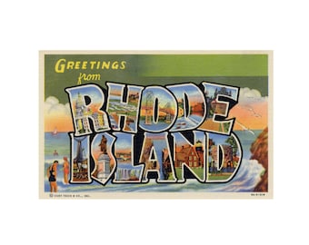 Saludos desde Rhode Island, postal vintage de Rhode Island, postal imprimible de Rhode Island, descarga imprimible de Rhode Island