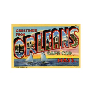 Saluti da Orleans Cape Cod Mass, Orleans Cape Cod Cartolina d'epoca, Orleans Cape Cod Cartolina digitale stampabile