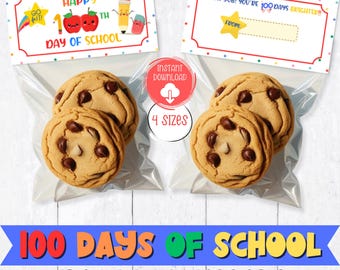 100 Days of School Treat Topper, Happy 100th Day of School Treat Topper, Printable Treat Topper, Classroom Treat Topper, Printable Topper