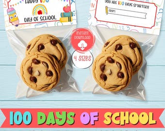 100 Days of School Treat Topper, Happy 100th Day of School Treat Topper, Printable 100th Day of School Treat Topper, Classroom Treat Topper
