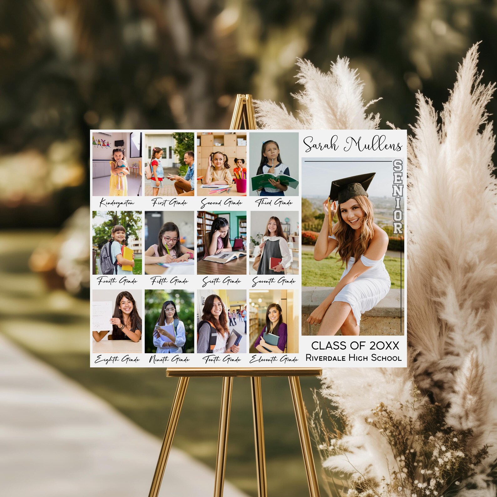 Editable K-12 Graduation Photo Collage Sign, Editable Grad Photo ...