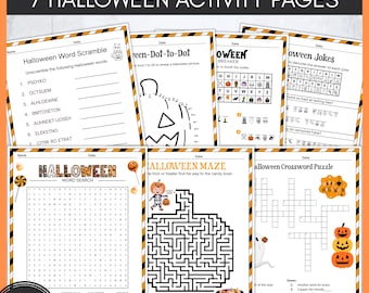 Printable Halloween Activity Set | Kids Halloween Printables | School Classroom Halloween Activity Pages | Halloween Digital Download